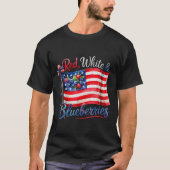 Red White & Blueberries Coquette Flag Bow Men T-Shirt (Vorderseite)
