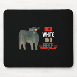 Red White and Beef Vintage US-Flagge 4. Juli Fu. Mousepad
