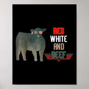 Red White and Beef Vintage US-Flagge 4. Juli Fu. Poster