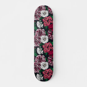 Red, white and bi-color Roses with green leaves Skateboard