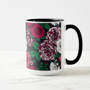 Red, white and bi-color Roses with green leaves Tasse