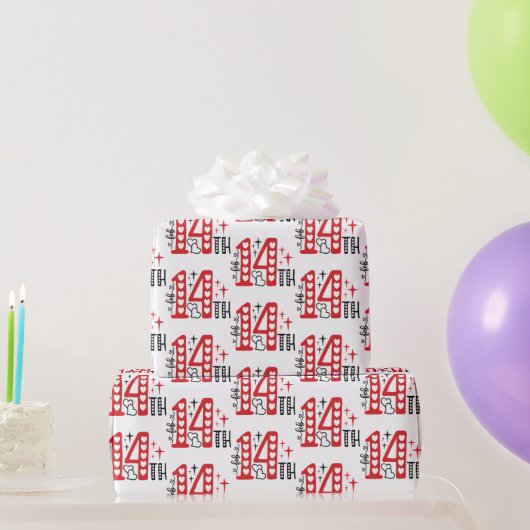 Red White and Black Feb. 14. Word Art Geschenkpapier (Partygeschenke)