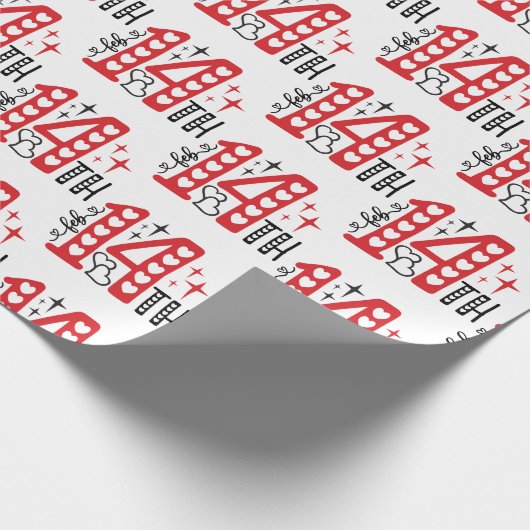 Red White and Black Feb. 14. Word Art Geschenkpapier (Ecke)