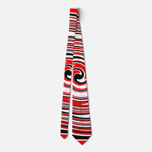 Red white and black psychedelic design krawatte (Rückseite)