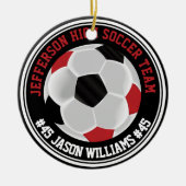 Red, White and Black Soccer ⚽ Keramik Ornament (Vorne)