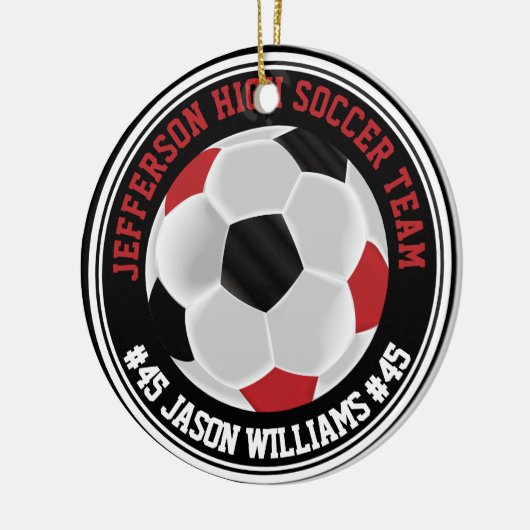 Red, White and Black Soccer ⚽ Keramik Ornament (Links)