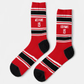 Red White and Black Sport Jersey - Name Number Socken (Linkes Detail)