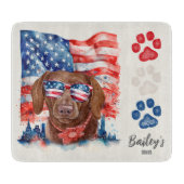 Red White and Blue 4. Juli Brown Dackel Hund Schneidebrett (Vorderseite)