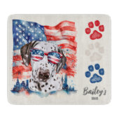 Red White and Blue 4. Juli Funny Dalmatiner Dog Schneidebrett (Vorderseite)