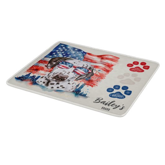 Red White and Blue 4. Juli Funny Dalmatiner Dog Schneidebrett (Ecke)