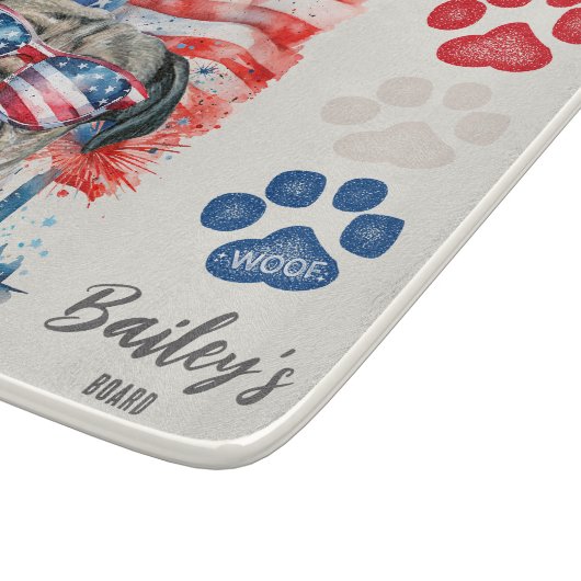 Red White and Blue 4. Juli Funny Mops Dog Schneidebrett (Ecke)