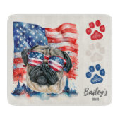 Red White and Blue 4. Juli Funny Mops Dog Schneidebrett (Vorderseite)