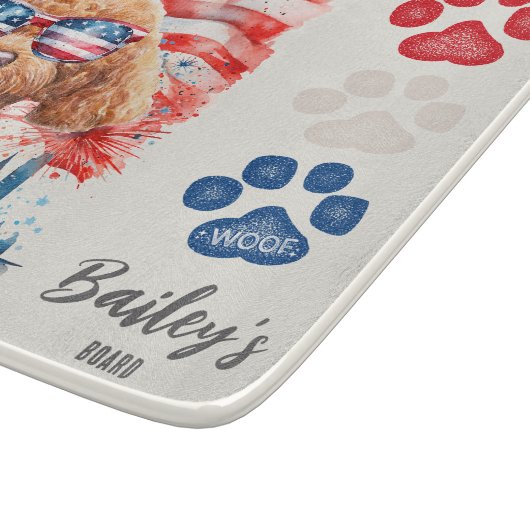 Red White and Blue 4. Juli Funny Poodle Dog Schneidebrett (Ecke)