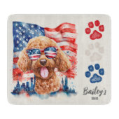Red White and Blue 4. Juli Funny Poodle Dog Schneidebrett (Vorderseite)