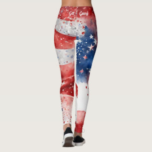 Red White and Blue 4. Juli Leggings