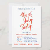 Red White and Blue 4. Juli Party Einladung (Vorderseite)