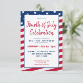 Red White and Blue 4. Juli Party Einladung (Stehend Vorderseite)
