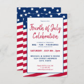 Red White and Blue 4. Juli Party Einladung (Vorne/Hinten)