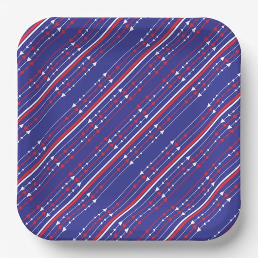 Red White and Blue 4. Juli Party Pappteller (Vorderseite)