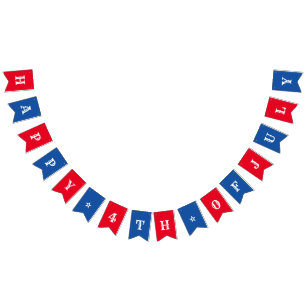 Red White and Blue 4. Juli Party Wimpelkette