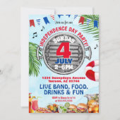 Red White and Blue 4. Juli Pool Party GRILLEN Einladung (Vorderseite)