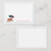 Red White and Blue 4. Juli Strandstuhl Mitteilungskarte (Vorne/Hinten)