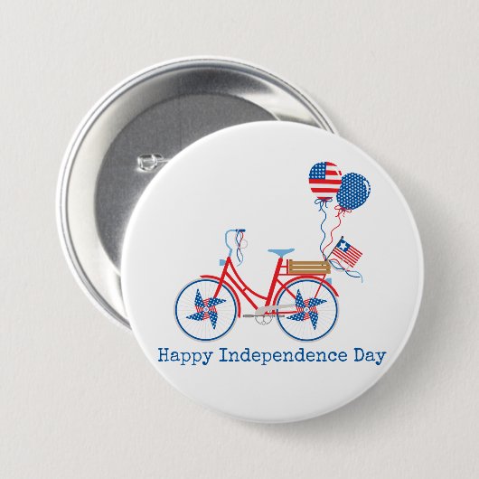 Red White and Blue 4. Juli Whimsical Bicycle Button (Vorne & Hinten)