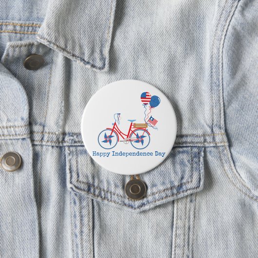 Red White and Blue 4. Juli Whimsical Bicycle Button (Beispiel)
