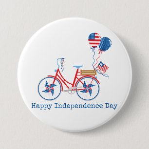 Red White and Blue 4. Juli Whimsical Bicycle Button