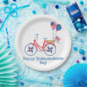 Red White and Blue 4. Juli Whimsical Bicycle Pappteller (Party)
