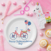 Red White and Blue 4. Juli Whimsical Bicycle Pappteller (Party)