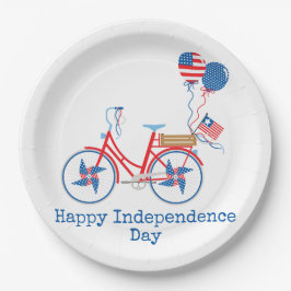 Red White and Blue 4. Juli Whimsical Bicycle Pappteller