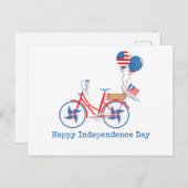 Red White and Blue 4. Juli Whimsical Bicycle Postkarte (Vorne/Hinten)