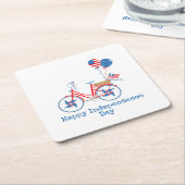 Red White and Blue 4. Juli Whimsical Bicycle Rechteckiger Pappuntersetzer (angewinkelt)