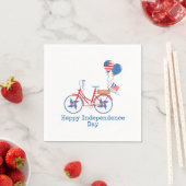 Red White and Blue 4. Juli Whimsical Bicycle Serviette (Beispiel)