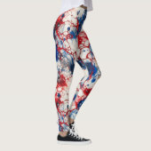 Red White and Blue Alcohol Ink USA Flaggenfarben Leggings (Rechts)