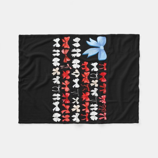 Red White and Blue American Coquette Bows Funny 4t Fleecedecke (Vorderseite (Horizontal))