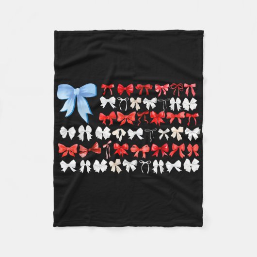 Red White and Blue American Coquette Bows Funny 4t Fleecedecke (Vorderseite)