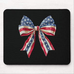 Red White and Blue American Coquette Bows Funny 4t Mousepad