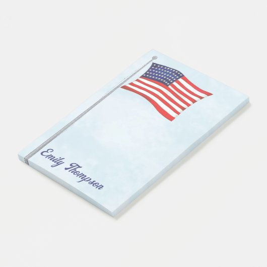 Red White and Blue American Flag Custom Post-it Klebezettel (angewinkelt)