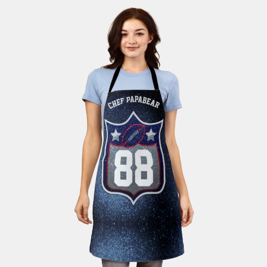 Red White and Blue American Football Team Sports Schürze (Getragen)