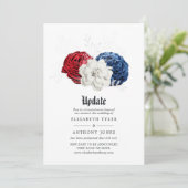 Red White and Blue American Wedding Update Einladung (Stehend Vorderseite)