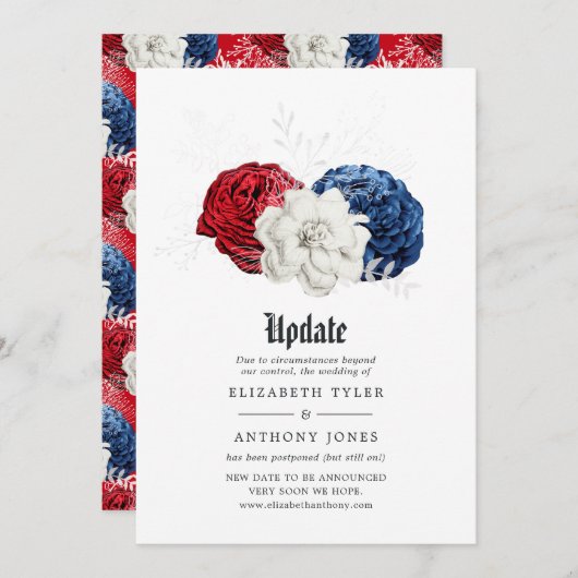Red White and Blue American Wedding Update Einladung (Vorne/Hinten)