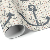 Red White and Blue Anchor Geschenkpapier (Rolleneckpunkt)