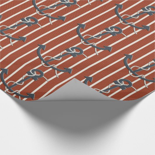 Red White and Blue Anchor Gift Wrap Geschenkpapier (Ecke)