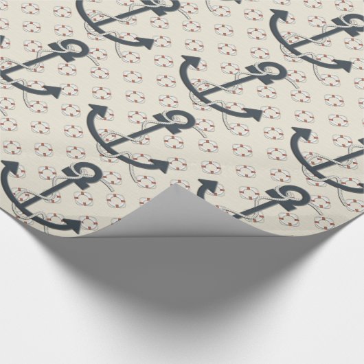 Red White and Blue Anchor Gift Wrap Geschenkpapier (Ecke)