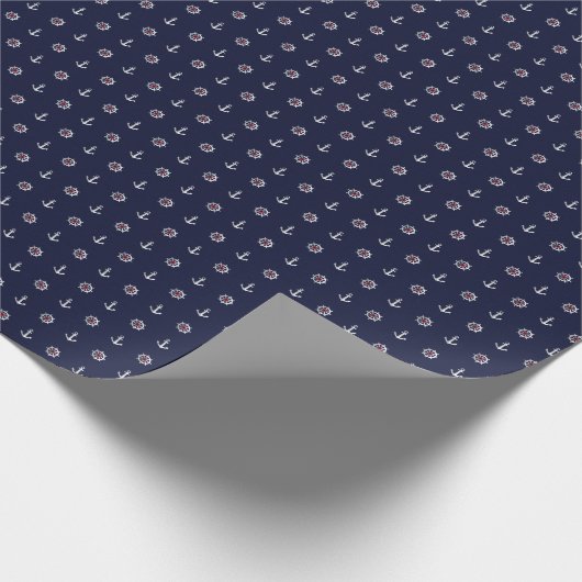 Red White and Blue Anchor Pattern Geschenkpapier (Ecke)