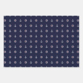 Red White and Blue Anchor Pattern Geschenkpapier Set (Vorderseite 2)
