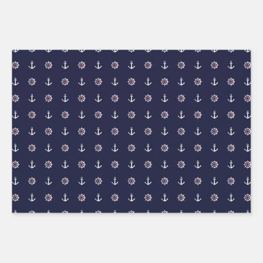 Red White and Blue Anchor Pattern Geschenkpapier Set (Vorderseite 2)