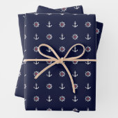 Red White and Blue Anchor Pattern Geschenkpapier Set (Beispiel)